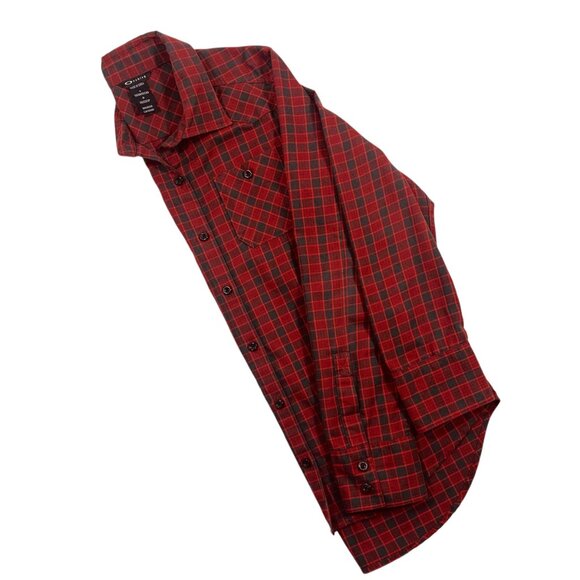 Plaid Flannel Button Shirt Mens  size medium  Red green check Oakley - Picture 5 of 16